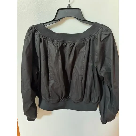 Favorite Daughter Black Off the Shoulder Bomber Jacket - Small (New) - Picture 7 of 9